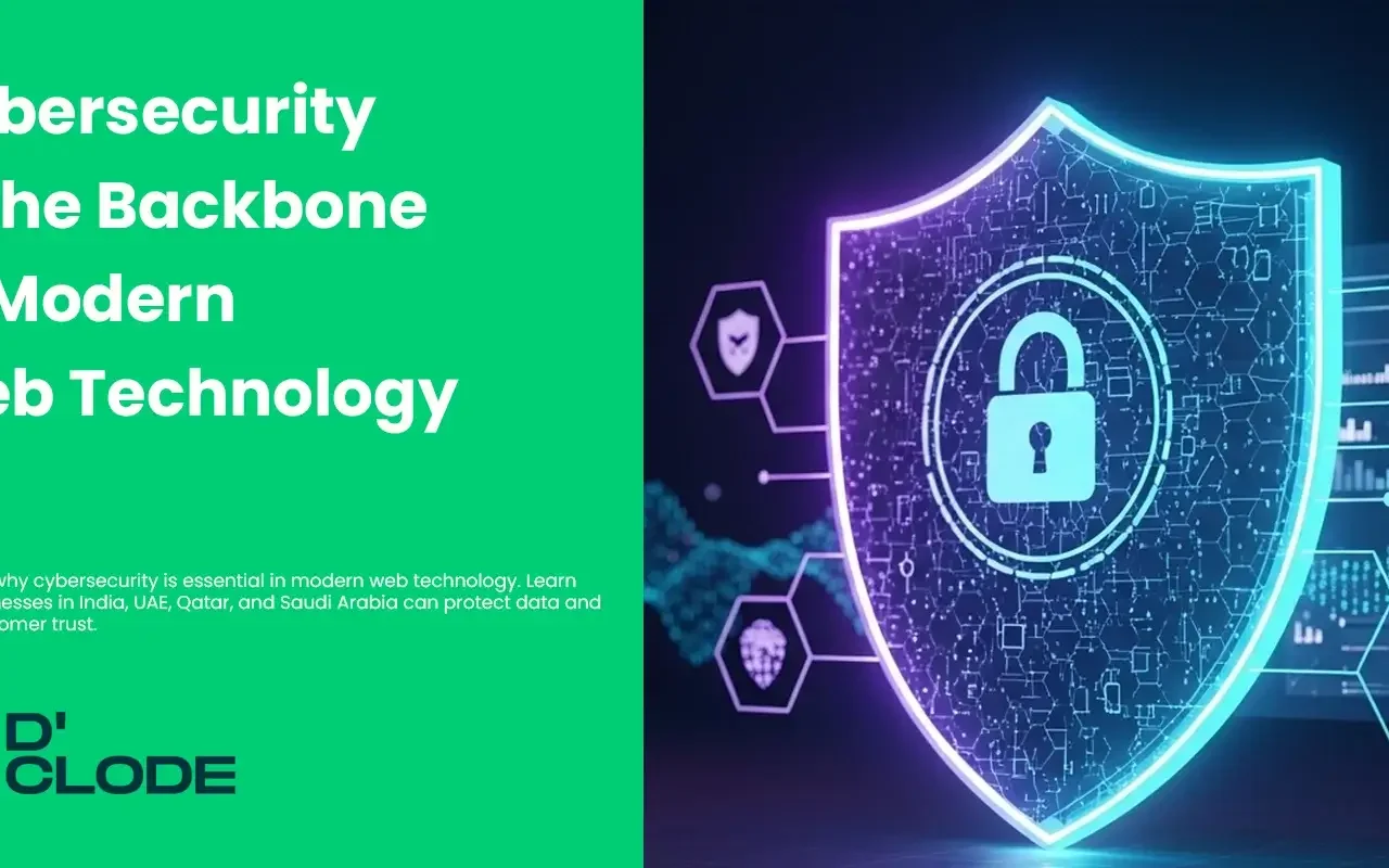 Why Cybersecurity is the Backbone of Modern Web Technology 7 Cybersecurity shield protecting website data in a futuristic digital interface